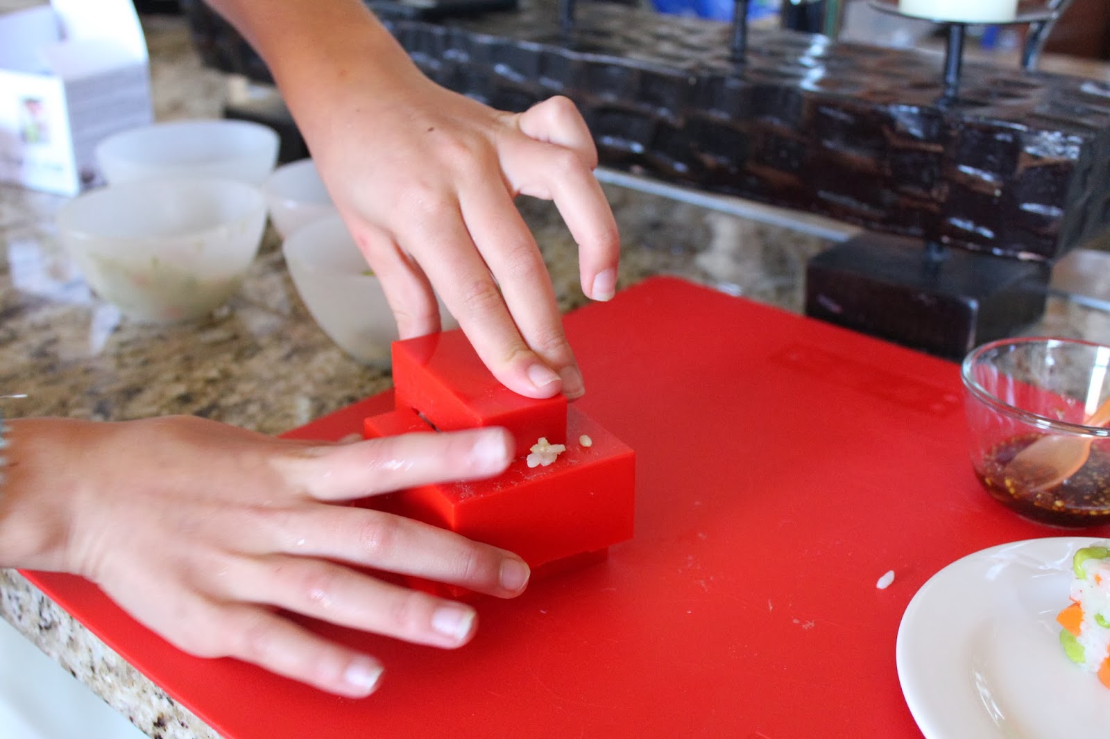 Sushi Rice Cube Maker In Action