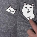 Bad Cat Flipping Off Pocket T-Shirt