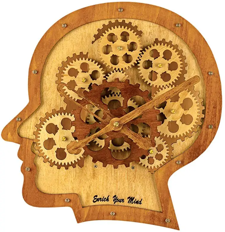 Enrich Your Mind Wooden Unusual Clock