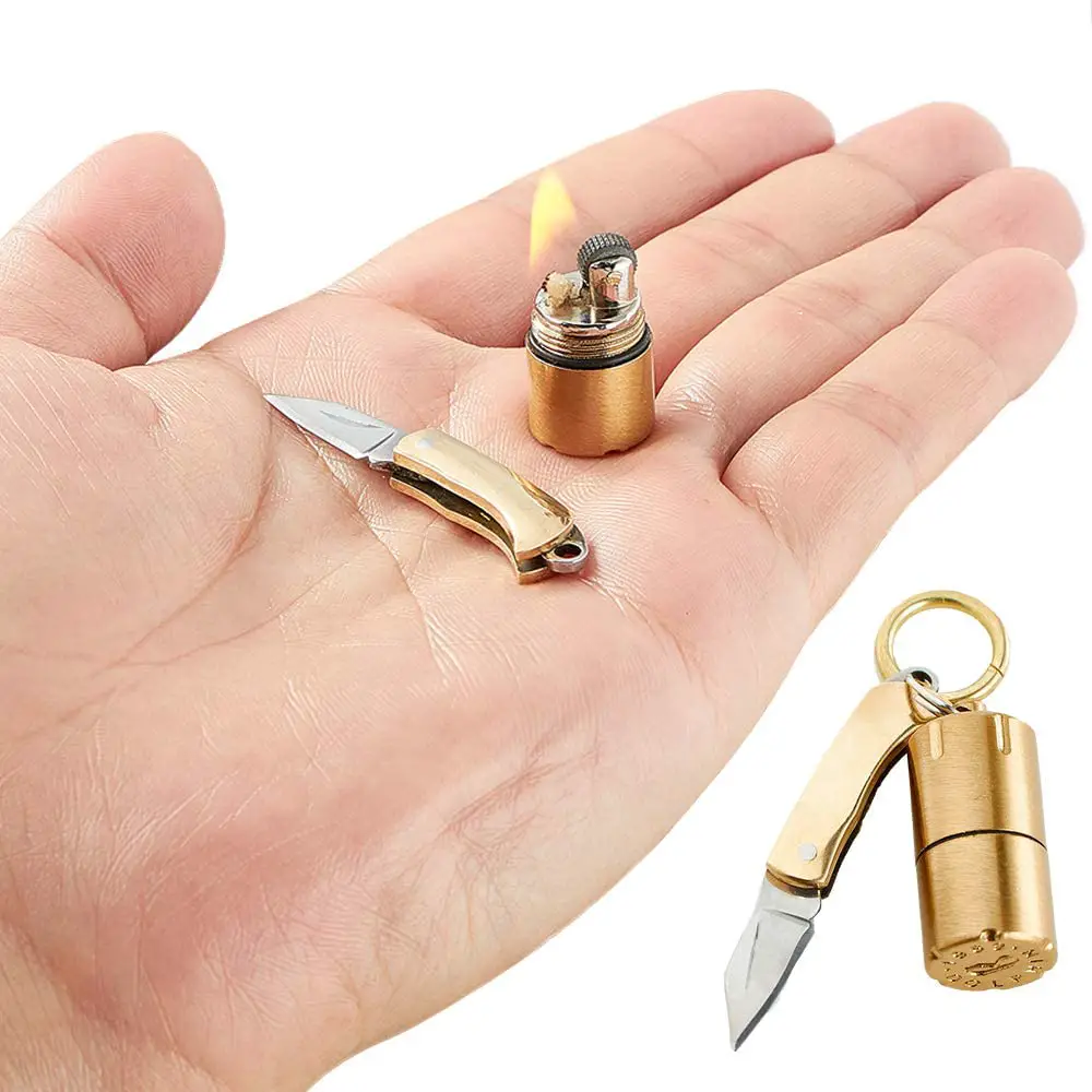 Mini Lighter & Knife Survival Keyring