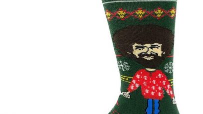 Bob Ross Christmas Socks