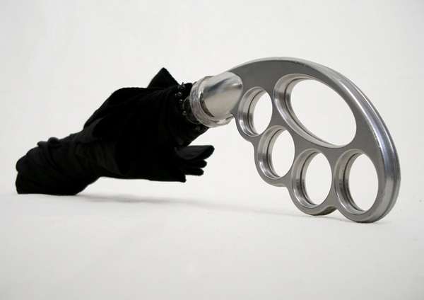 Umbuster Umbrella With Concealed Knuckle Duster Weapon