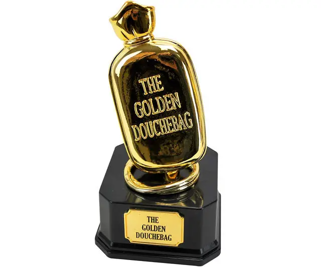 Golden douchebag award trophy