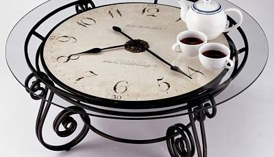 Round-coffee-table-with-clock-Howard-miller-round-coffee-table-clock