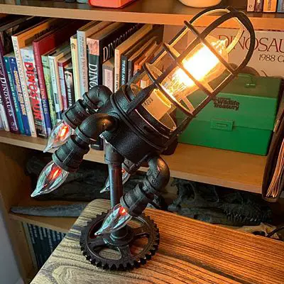 Steampunk rocket lamp- gift for astronomy lovers