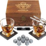 Whiskey stones and glass set