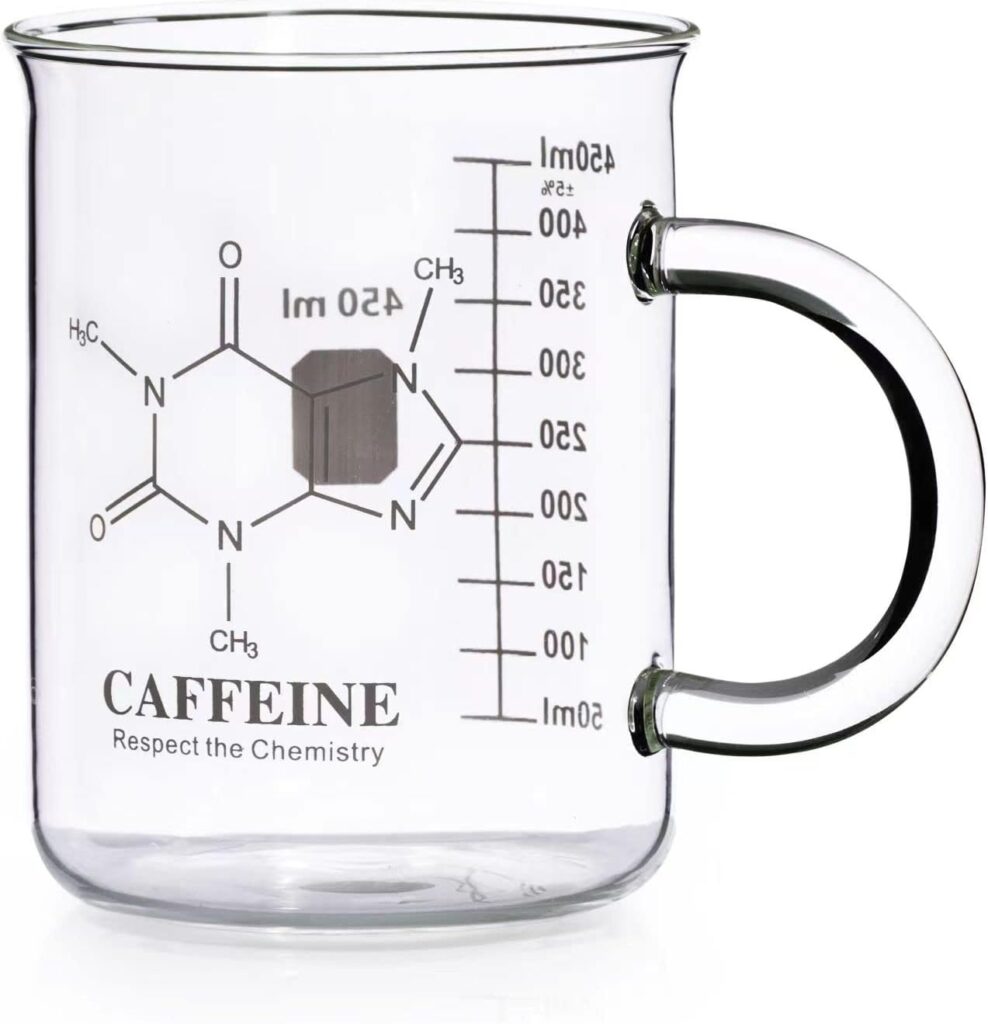 Caffeine beaker mug with molecule