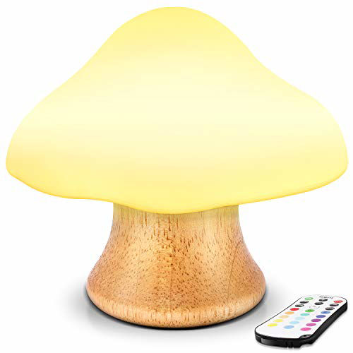 Wooden mushroom table lamp