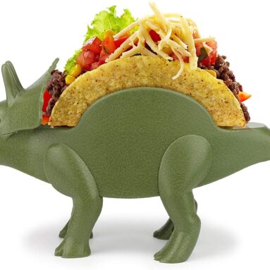 Funny dinosaur taco holders – Tricerataco, Tacosaurus Rex & Nachosaurus